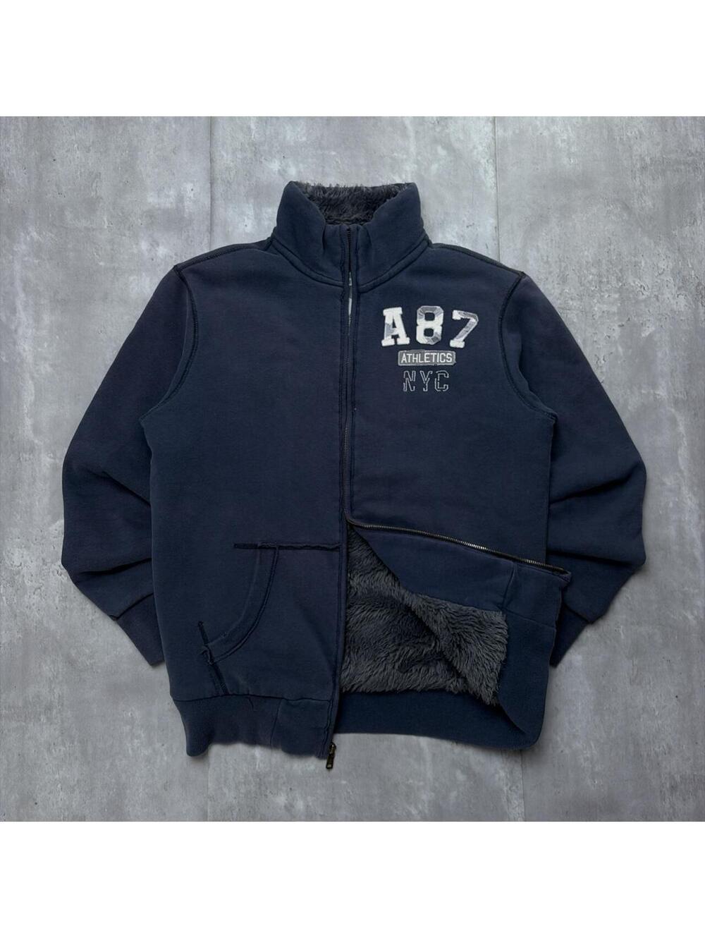 Y2K Navy Aeropostale Grunge Fur Lined Zip Up Jacket